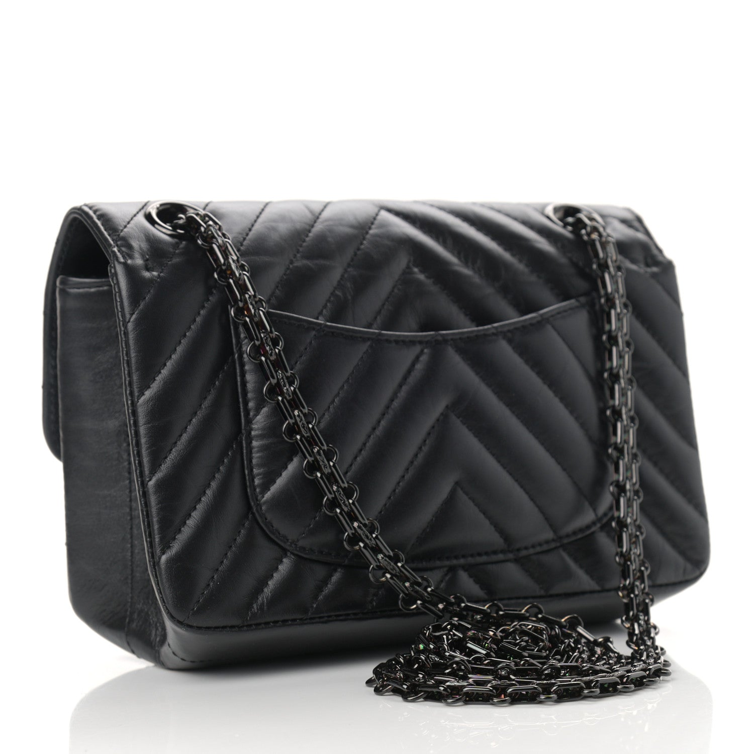 Chanel Aged Calfskin Chevron Quilted 2.55 Reissue Mini Flap So Black 3 of 12