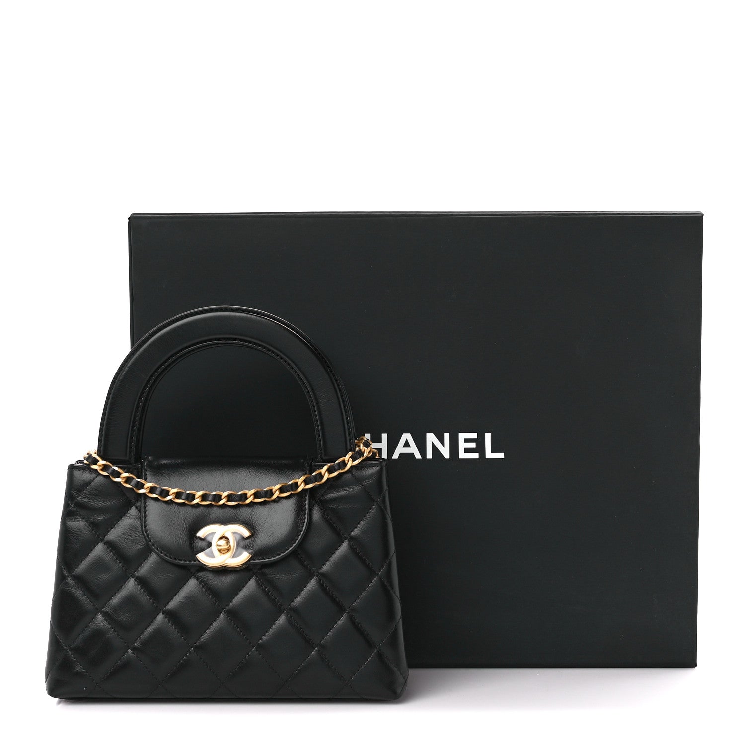 Chanel Shiny Aged Calfskin Quilted Nano Kelly Shopper Black 11 of 11