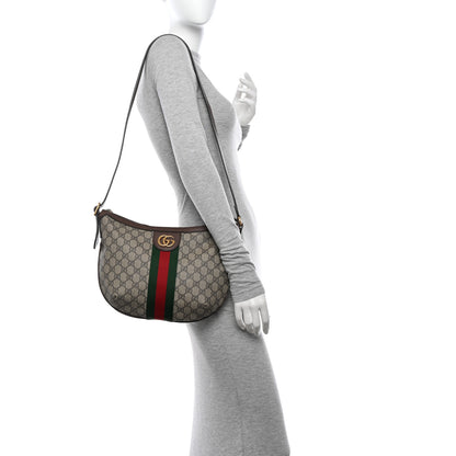 Gucci GG Supreme Monogram Web Small Ophidia Half Moon Hobo Brown 2 of 14