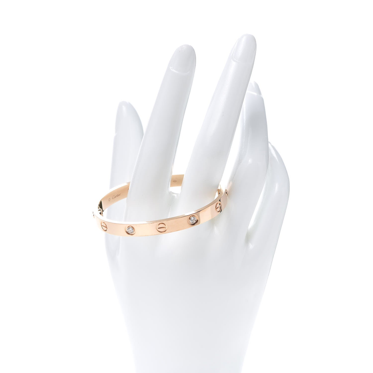 Cartier 18K Pink Gold 4 Diamond LOVE Bracelet 16 2 of 6