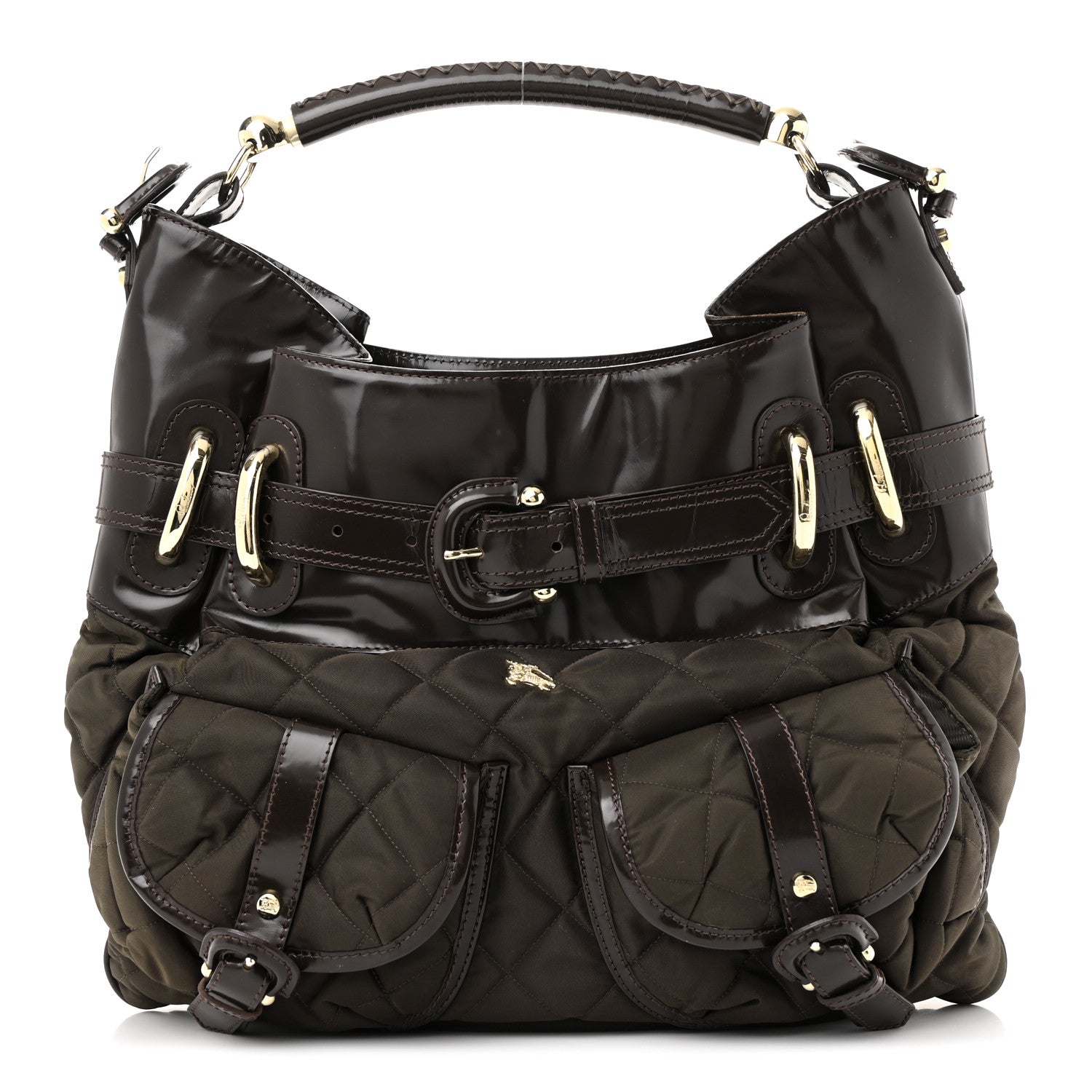 Burberry Nylon Quilted Bromley Hobo Brown 1 of 13
