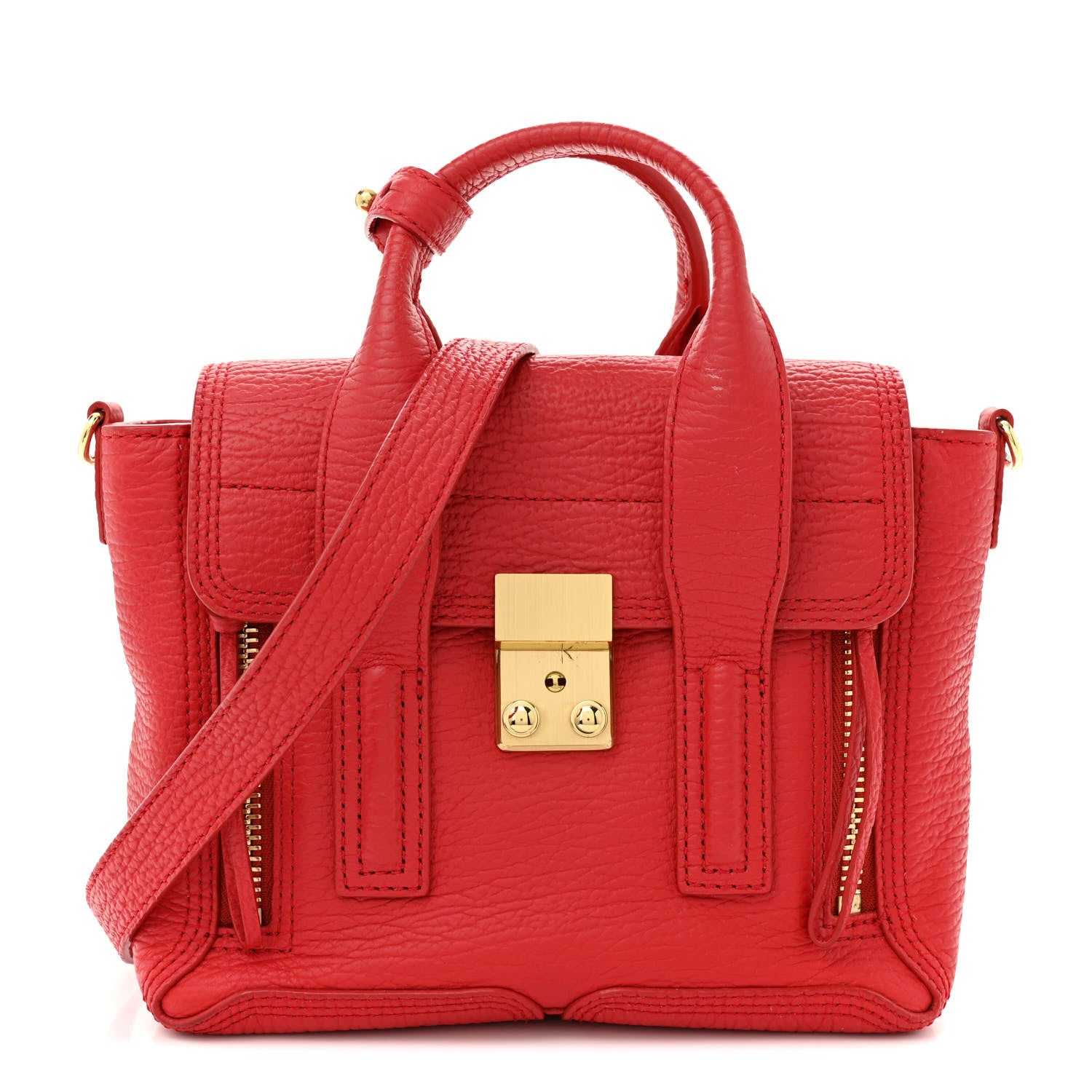 3.1 Phillip Lim Textured Calfskin Mini Pashli Satchel Red 1 of 14