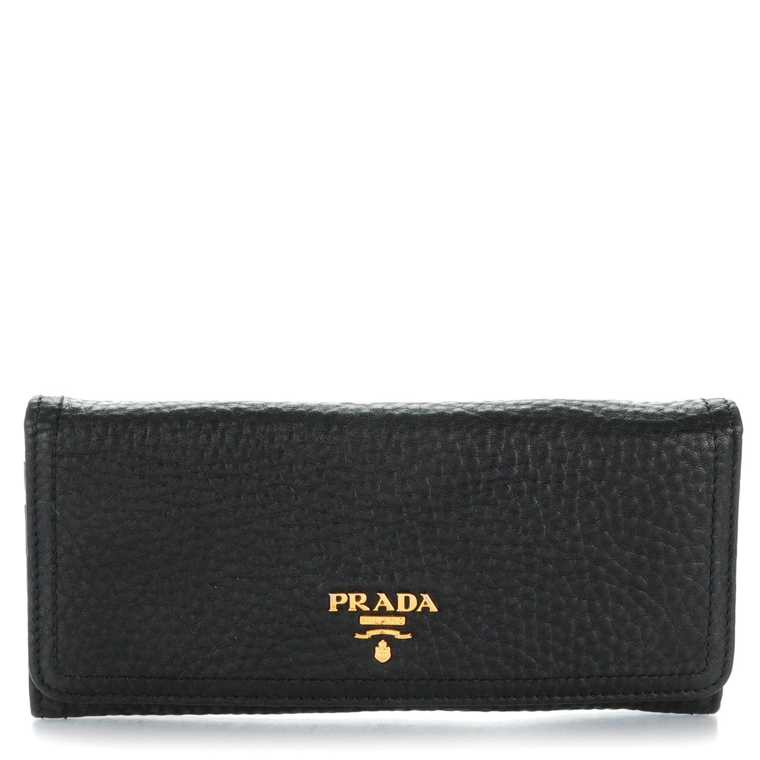 Prada Vitello Daino Continental Flap Wallet Nero Black 1 of 8