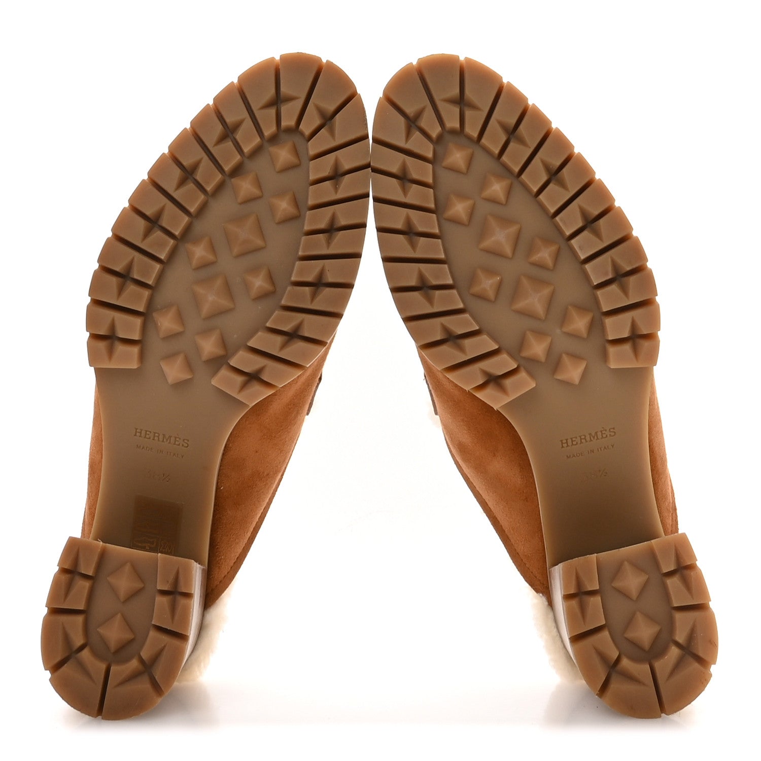 Hermes Suede Goatskin Woolskin Flore 60 Mules 38.5 Brun Amourette Ecru 6 of 10