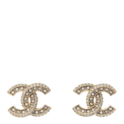 Chanel Crystal Timeless CC Earrings Gold 1 of 5