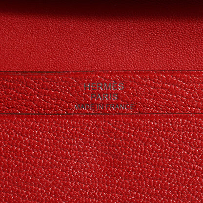 Hermes Chevre Mysore Mini Bearn Wallet Rouge Casaque 6 of 10