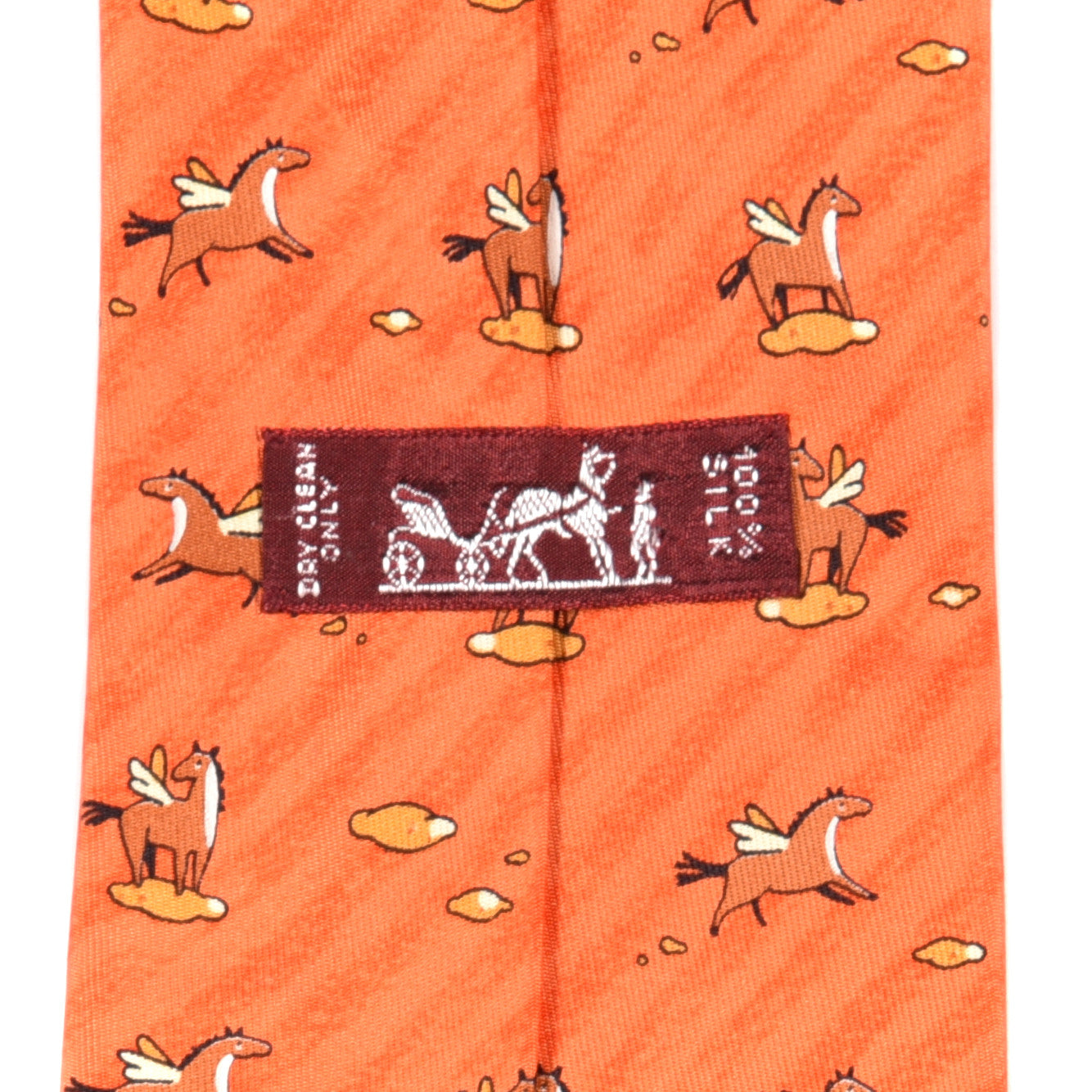 Printed Silk Mens Pegasus Neck Tie Orange