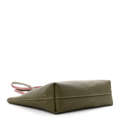 Moynat Taurillon Blush Calfskin Reversible Tote Dark Green Pink 7 of 16