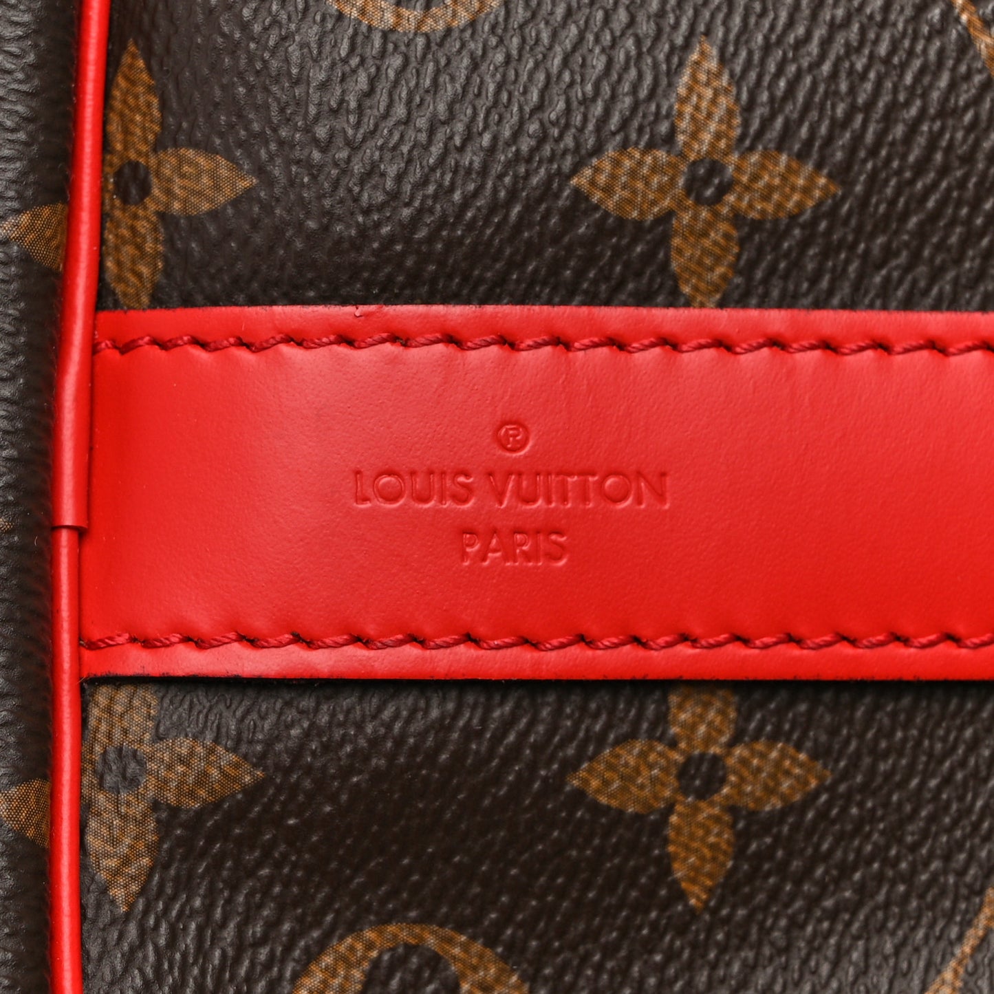 Calfskin Monogram Keepall Bandouliere 50 Coquelicot