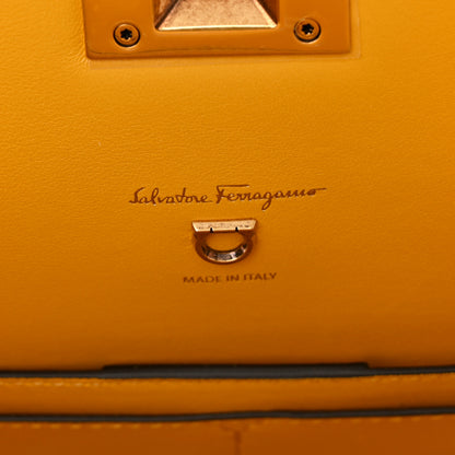 Salvatore Ferragamo Hammered Calfskin Medium The Studio Box Bag Sunshine 7 of 10