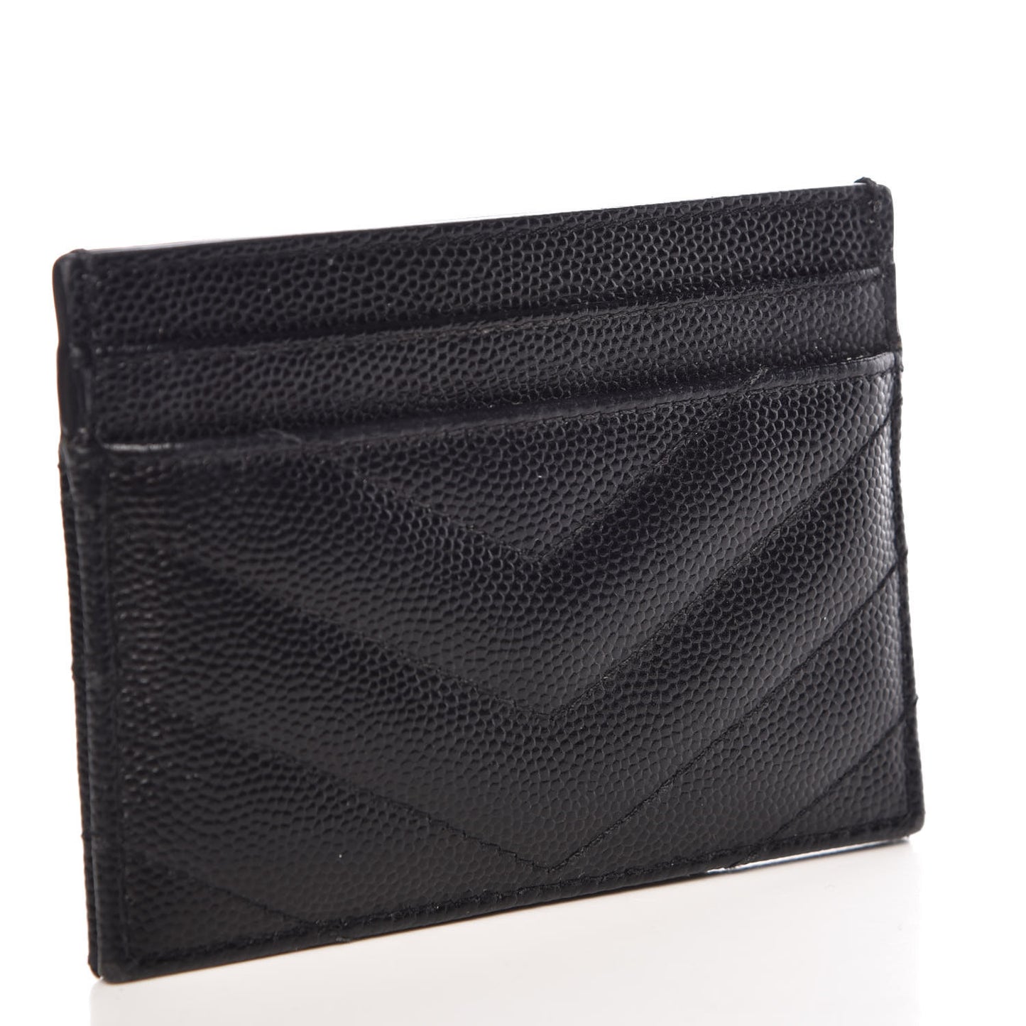 Grain De Poudre Matelasse Chevron Monogram Credit Card Case Black