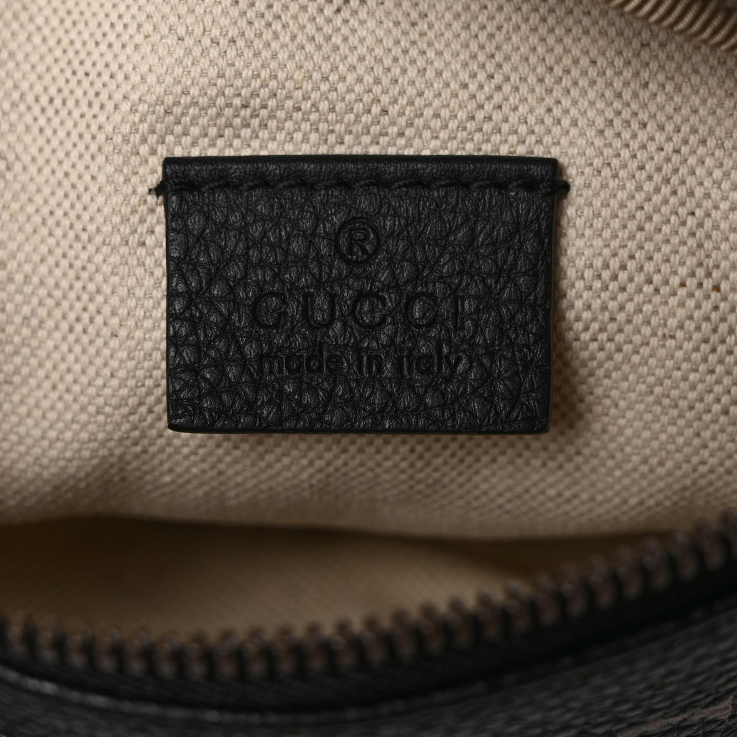 Grained Calfskin Small Logo Belt Bag Black