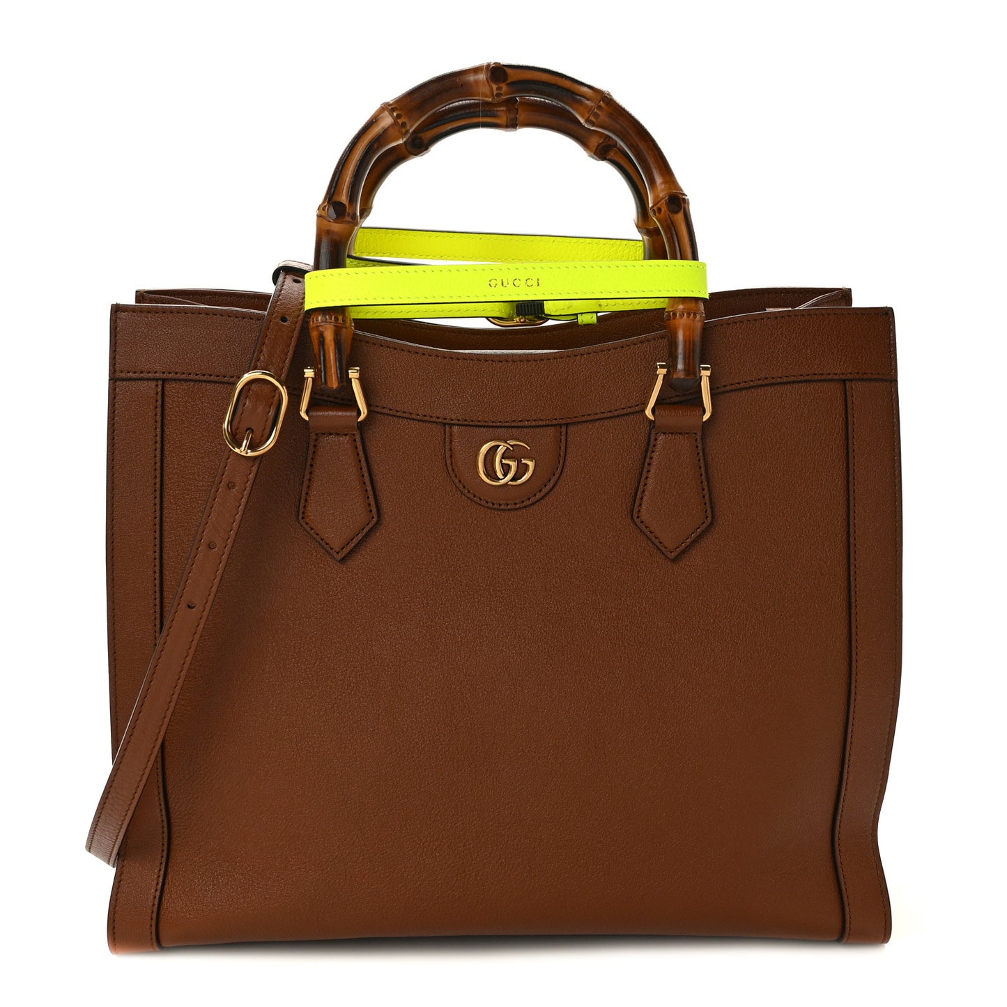 Wonka Grain Calfskin Medium Diana Tote Bag Cuir Yellow Fluo