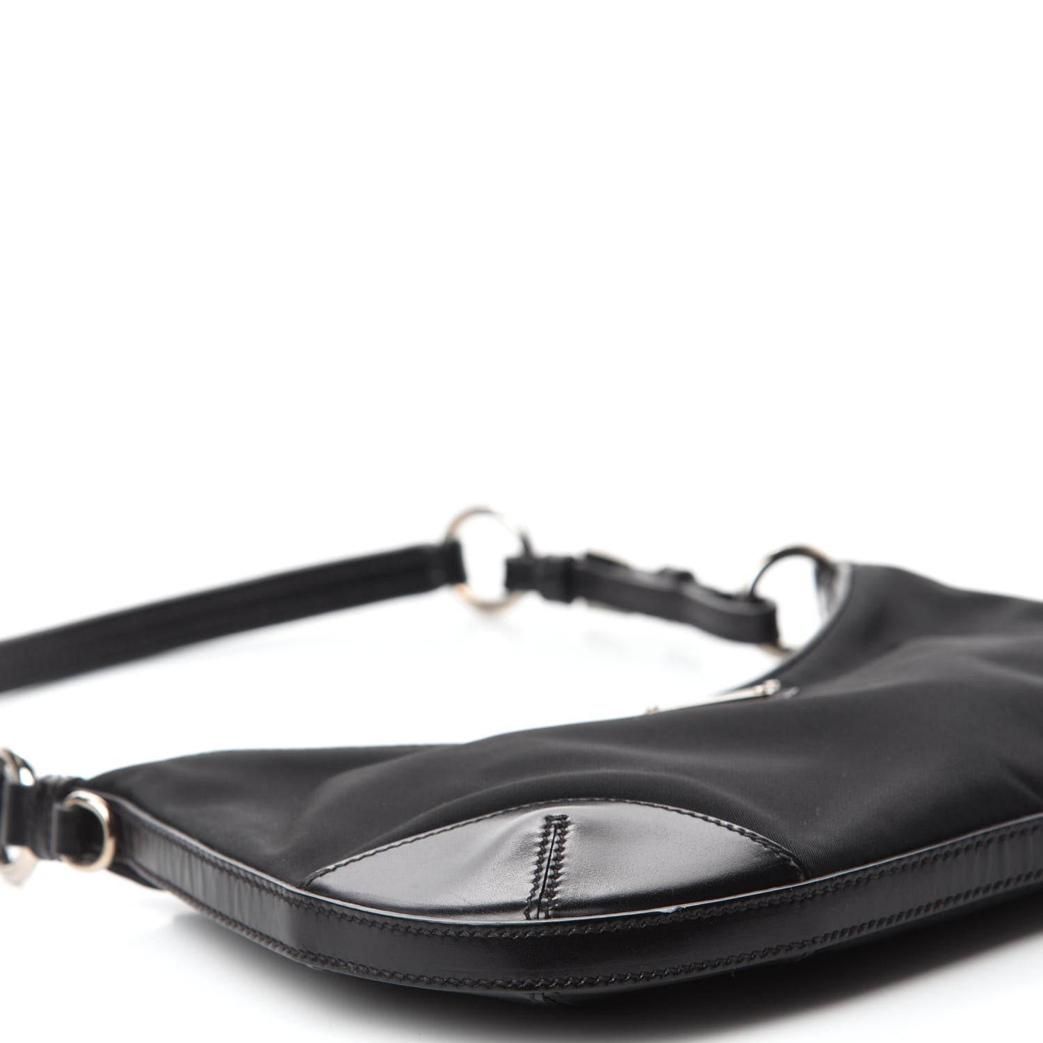 Prada Tessuto Nylon Soft Calfskin Shoulder Bag Black 6 of 9