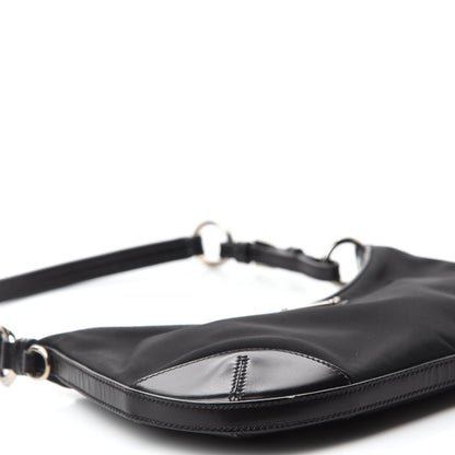 Prada Tessuto Nylon Soft Calfskin Shoulder Bag Black 6 of 9