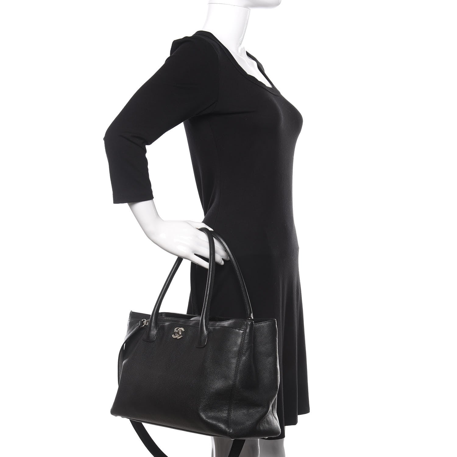 Chanel Calfskin Cerf Executive Shopper Tote Black 3 of 10