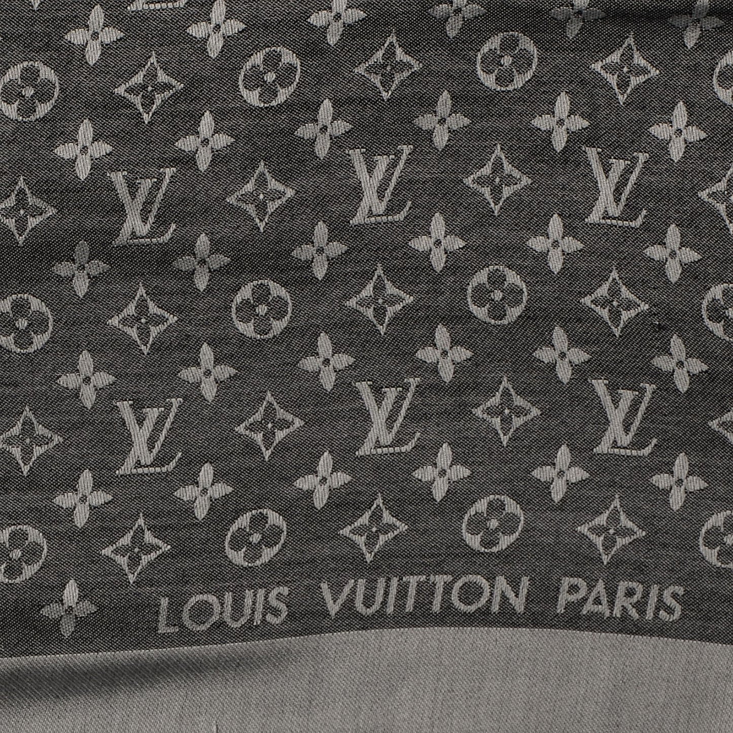 Silk Wool Monogram Denim Shawl Black