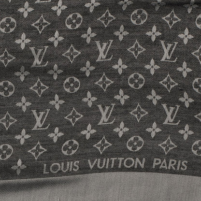 Louis Vuitton Silk Wool Monogram Denim Shawl Black 4 of 5