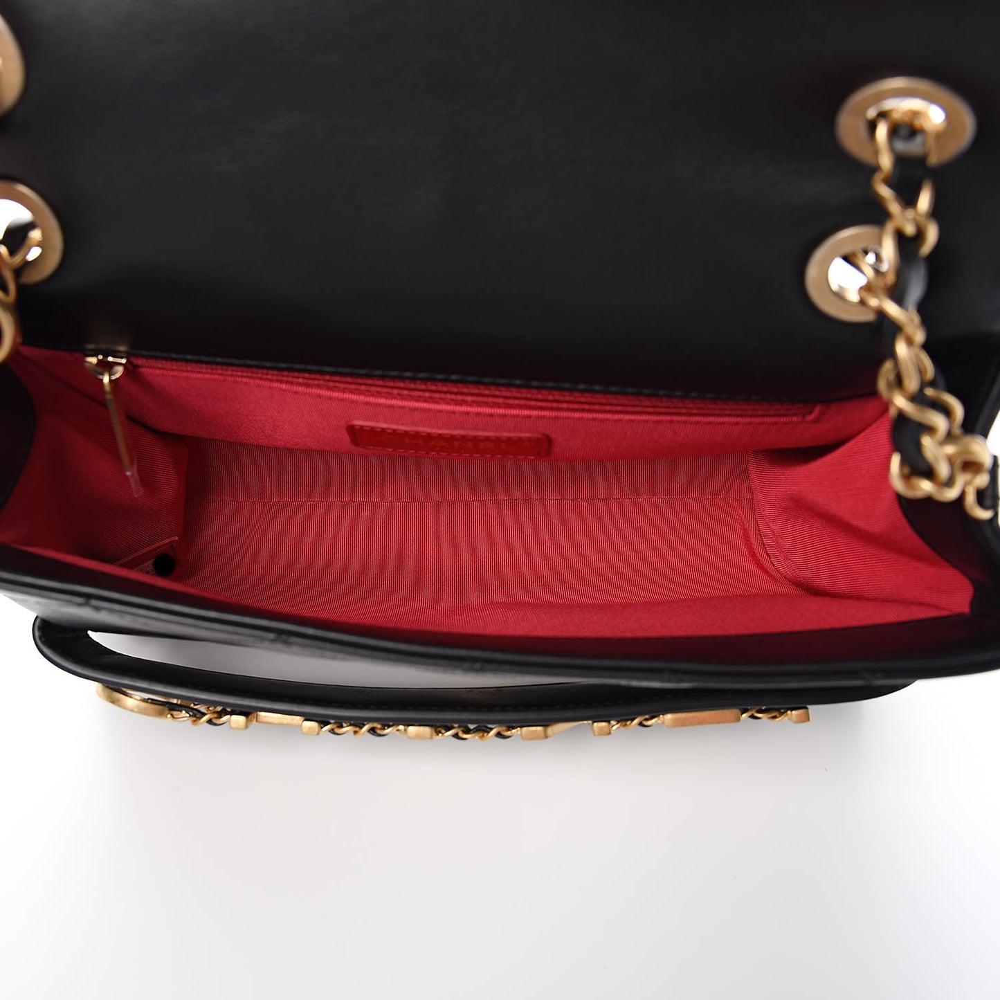 Calfskin Quilted Enchained Flap Black