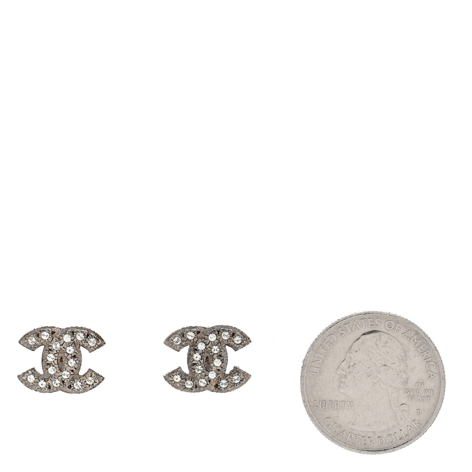 Chanel Crystal CC Earrings Silver 2 of 7
