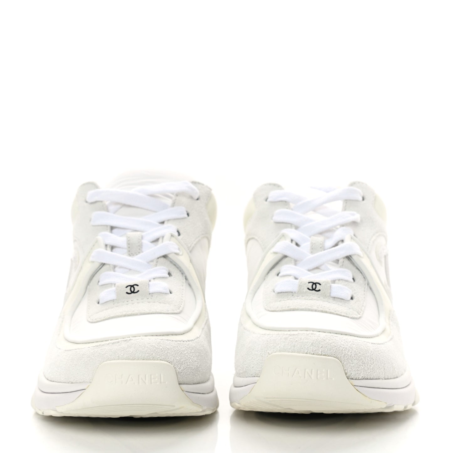 Suede Calfskin Fabric CC Sneakers 39 White