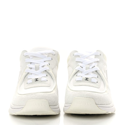 Chanel Suede Calfskin Fabric CC Sneakers 39 White 2 of 11