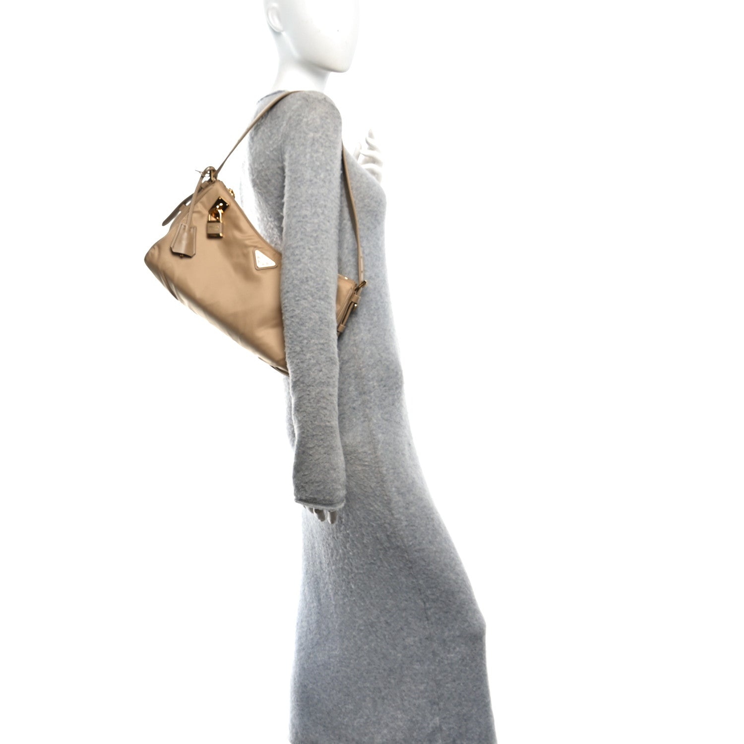 Prada Re-Nylon Vitello Large Aimee Shoulder Bag Cammello 2 of 9