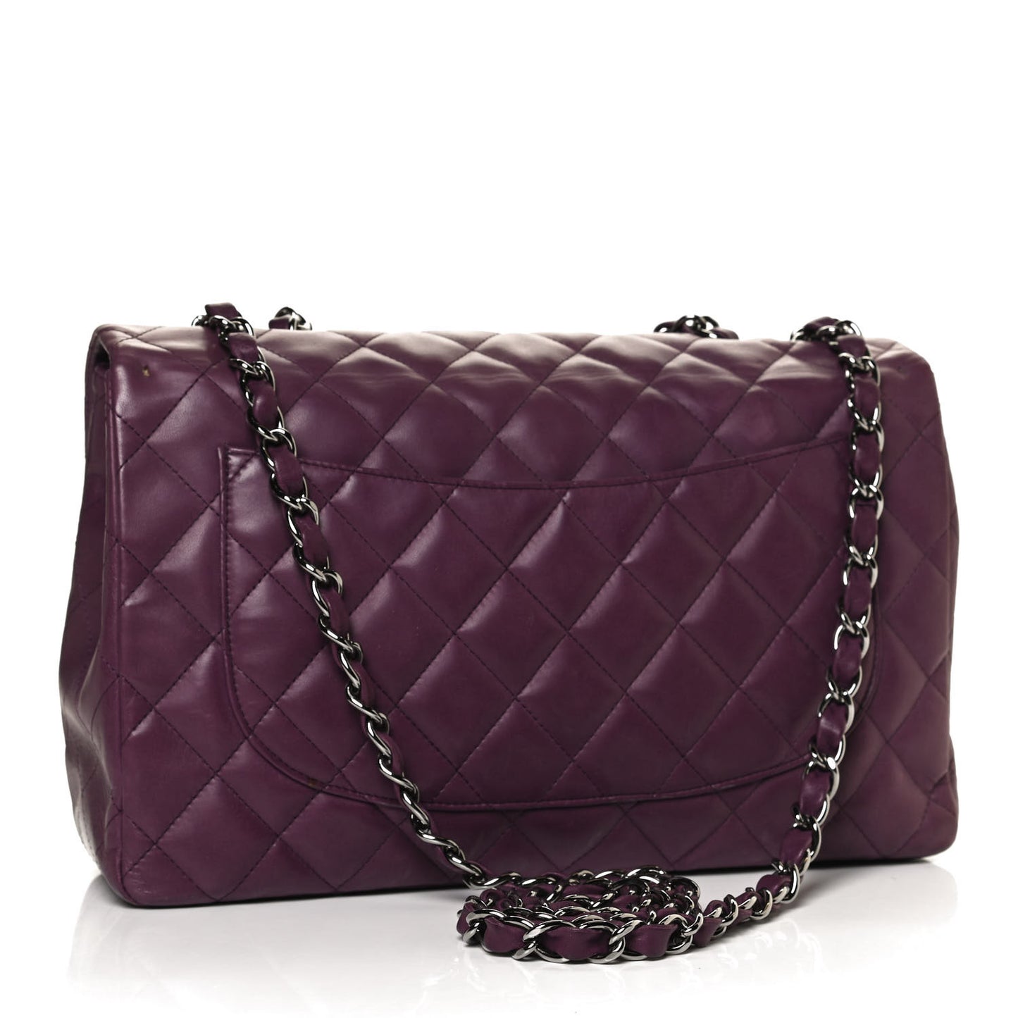 Lambskin Quilted Jumbo Single Flap Purple