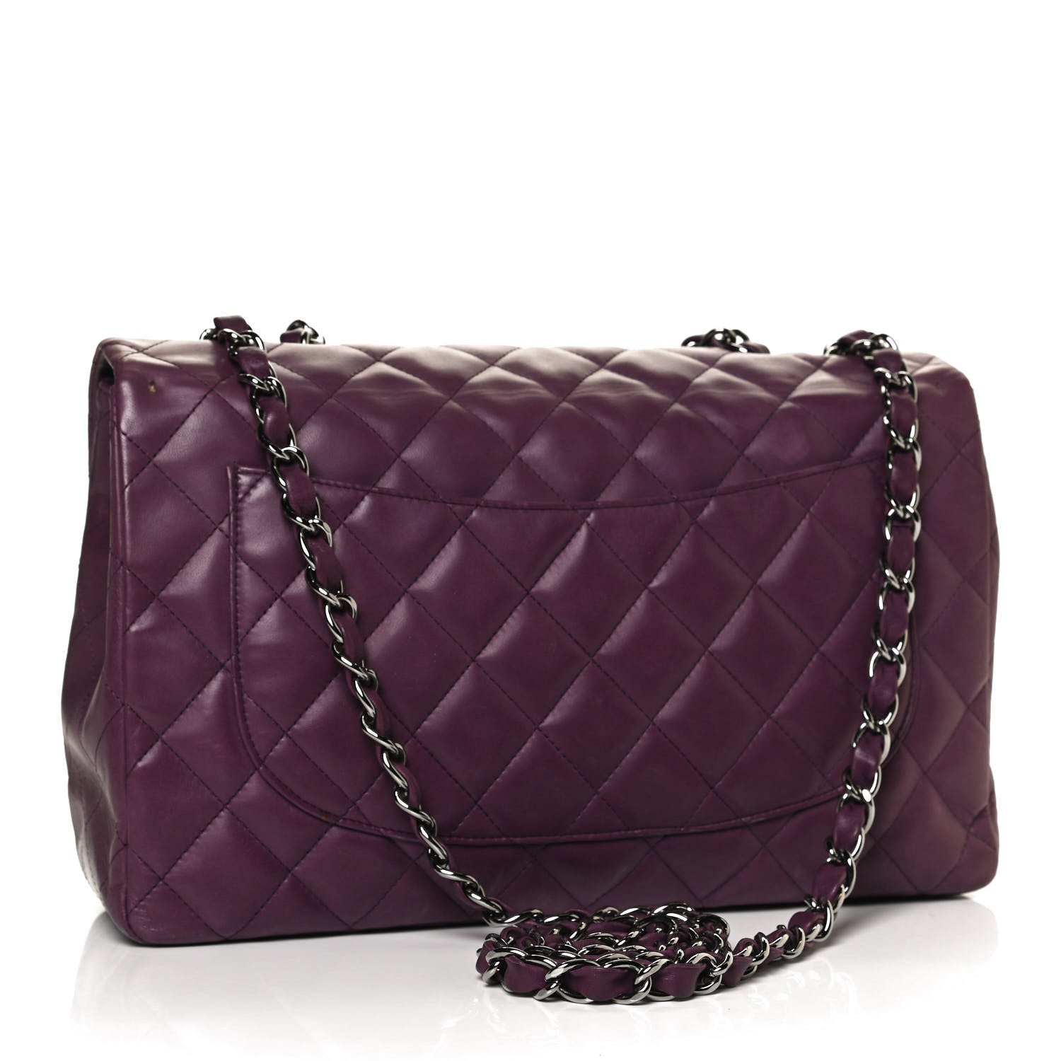 Chanel Lambskin Quilted Jumbo Single Flap Purple 2 of 10
