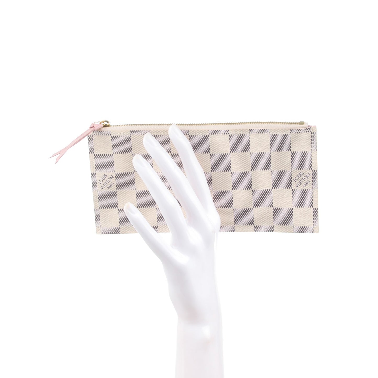 Damier Azur Felicie Chain Wallet Zippered Insert Rose Ballerine