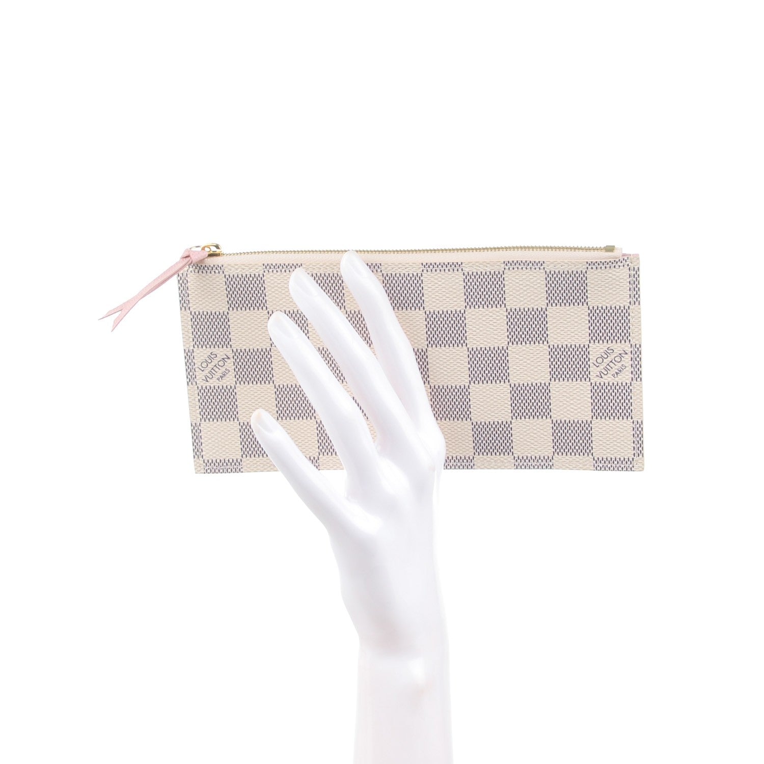 Louis Vuitton Damier Azur Felicie Chain Wallet Zippered Insert Rose Ballerine 2 of 6