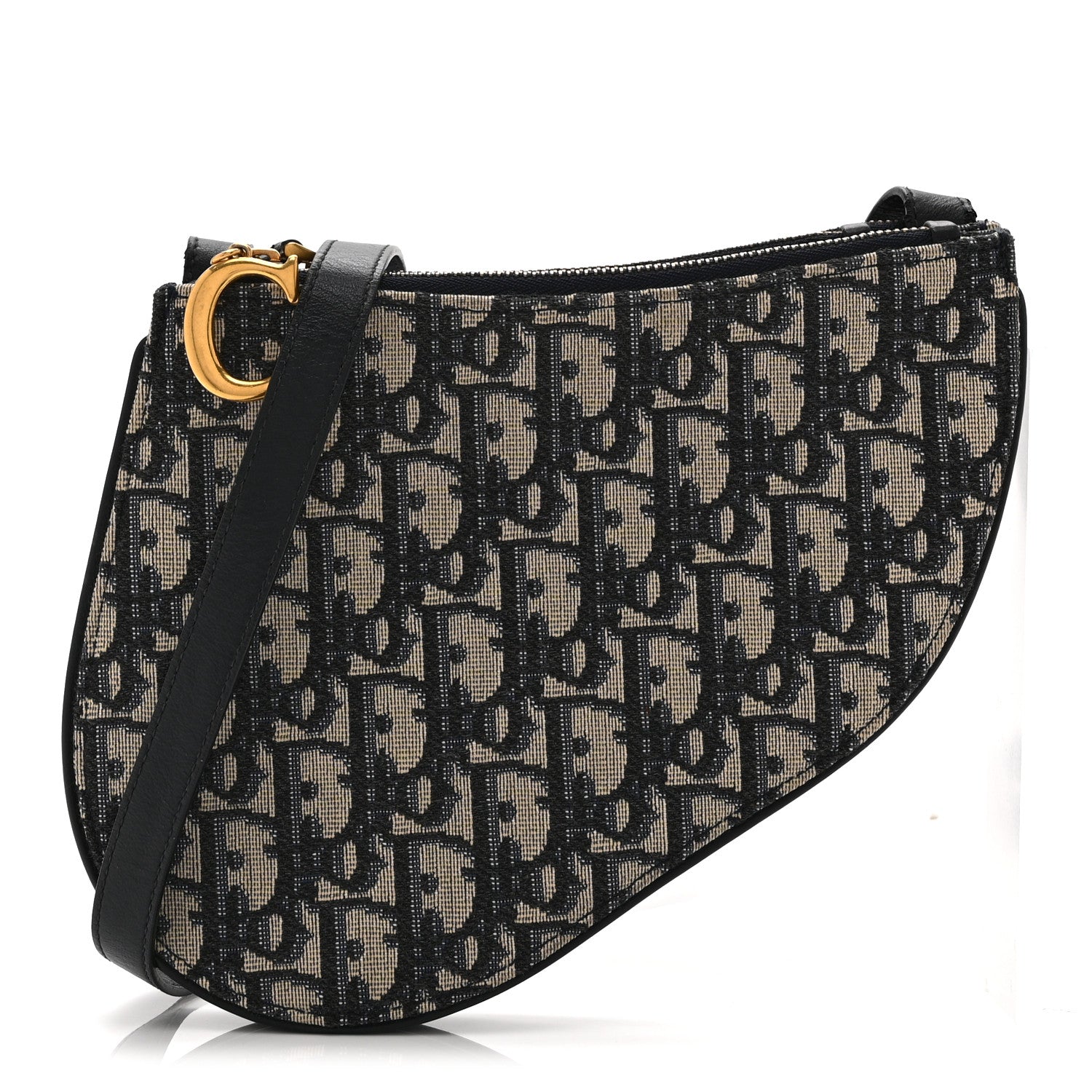 Christian Dior Oblique Saddle Pouch With Strap Navy Blue 1 of 12