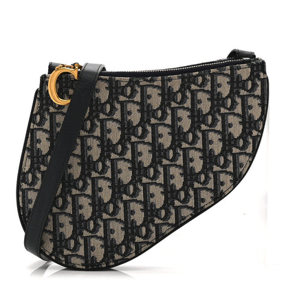 Christian Dior Oblique Saddle Pouch With Strap Navy Blue 1 of 12