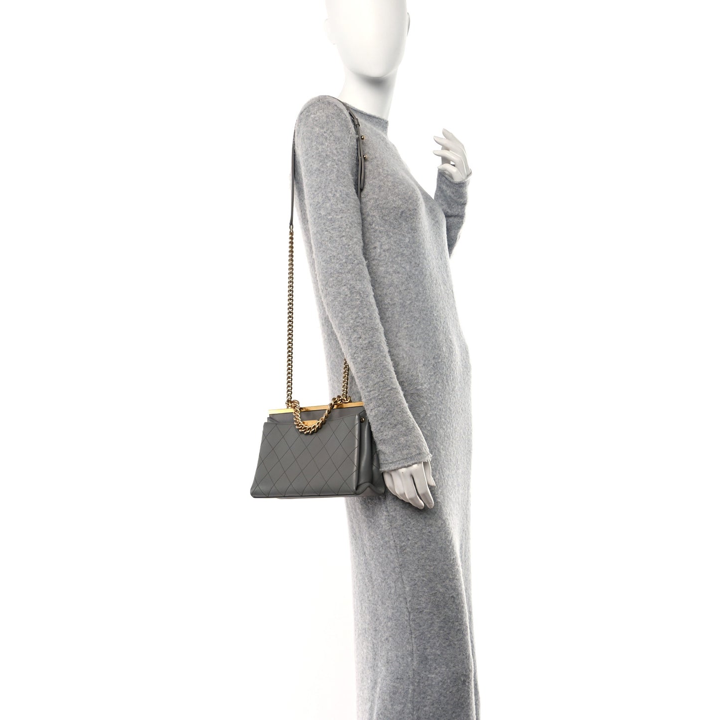 Lambskin Quilted Small Coco Lux Flap Grey