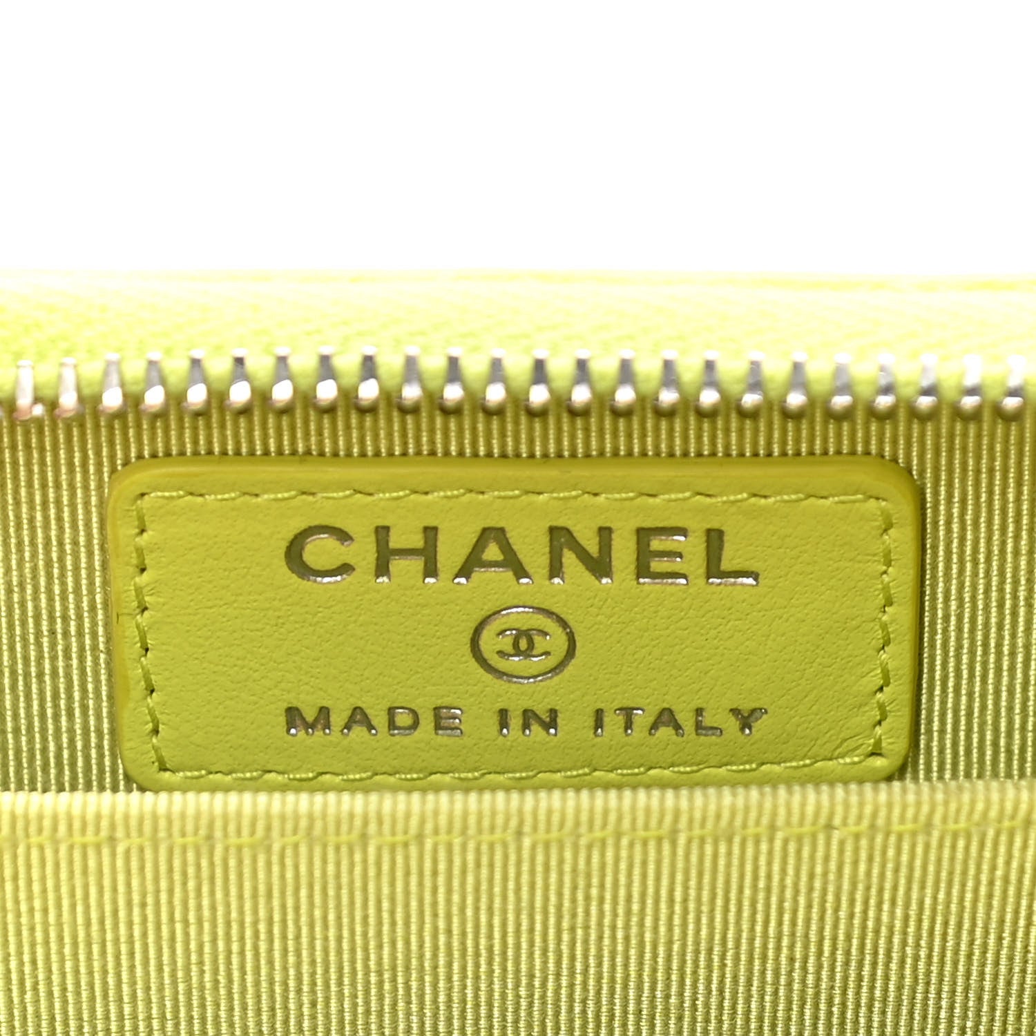 Chanel Lambskin Quilted Zip Coin Purse Wallet Neon Yellow 8 of 11
