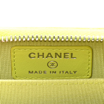 Chanel Lambskin Quilted Zip Coin Purse Wallet Neon Yellow 8 of 11
