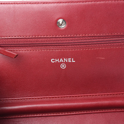 Chanel Patent Quilted Wallet On Chain WOC Red 5 of 10