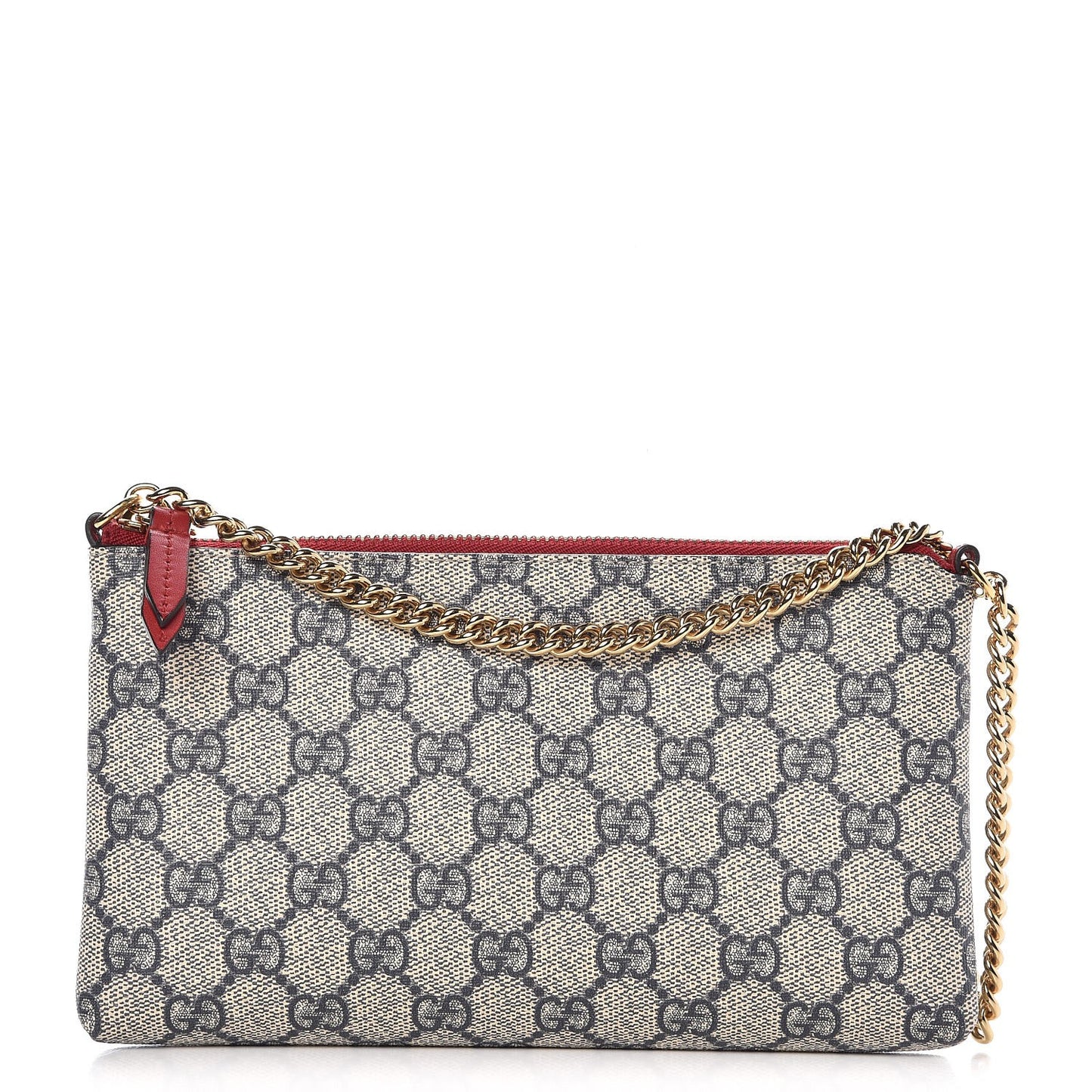 GG Supreme Monogram Wrist Wallet Beige Hibiscus Red