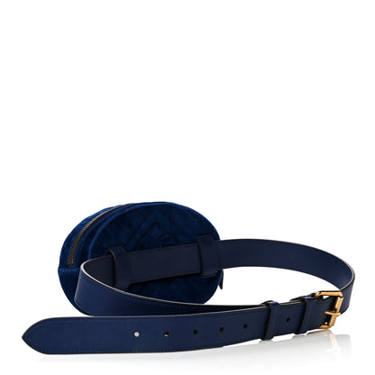 Gucci Velvet Matelasse GG Marmont Belt Bag 85 34 Cobalt Blue 3 of 13