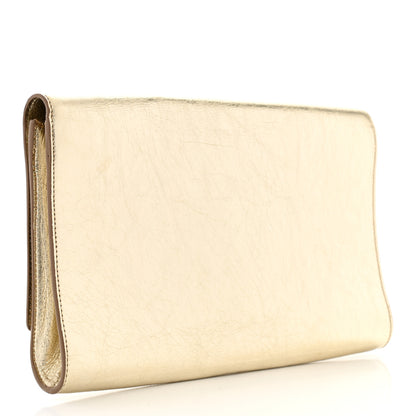 Saint Laurent Metallic Textured Calfskin Monogram Large Belle De Jour Clutch Gold 2 of 9