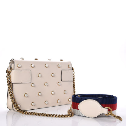 Gucci Nappa Pearl Studded Mini Queen Margaret Broadway Shoulder Bag Mystic White 4 of 8