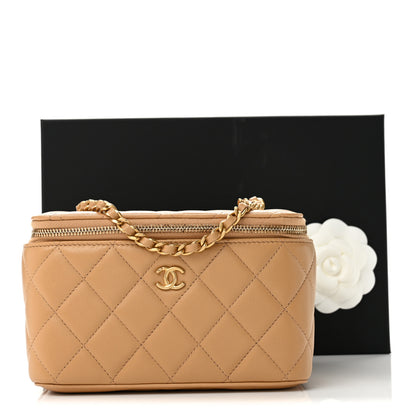 Chanel Lambskin Quilted Pearl Crush Small Vanity Case With Chain Beige 11 of 11