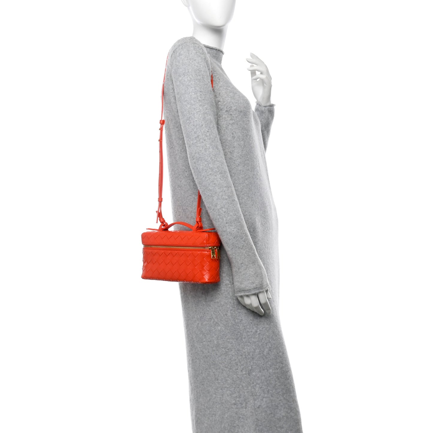 Calfskin Intrecciato Bang Bang Vanity Case Orange