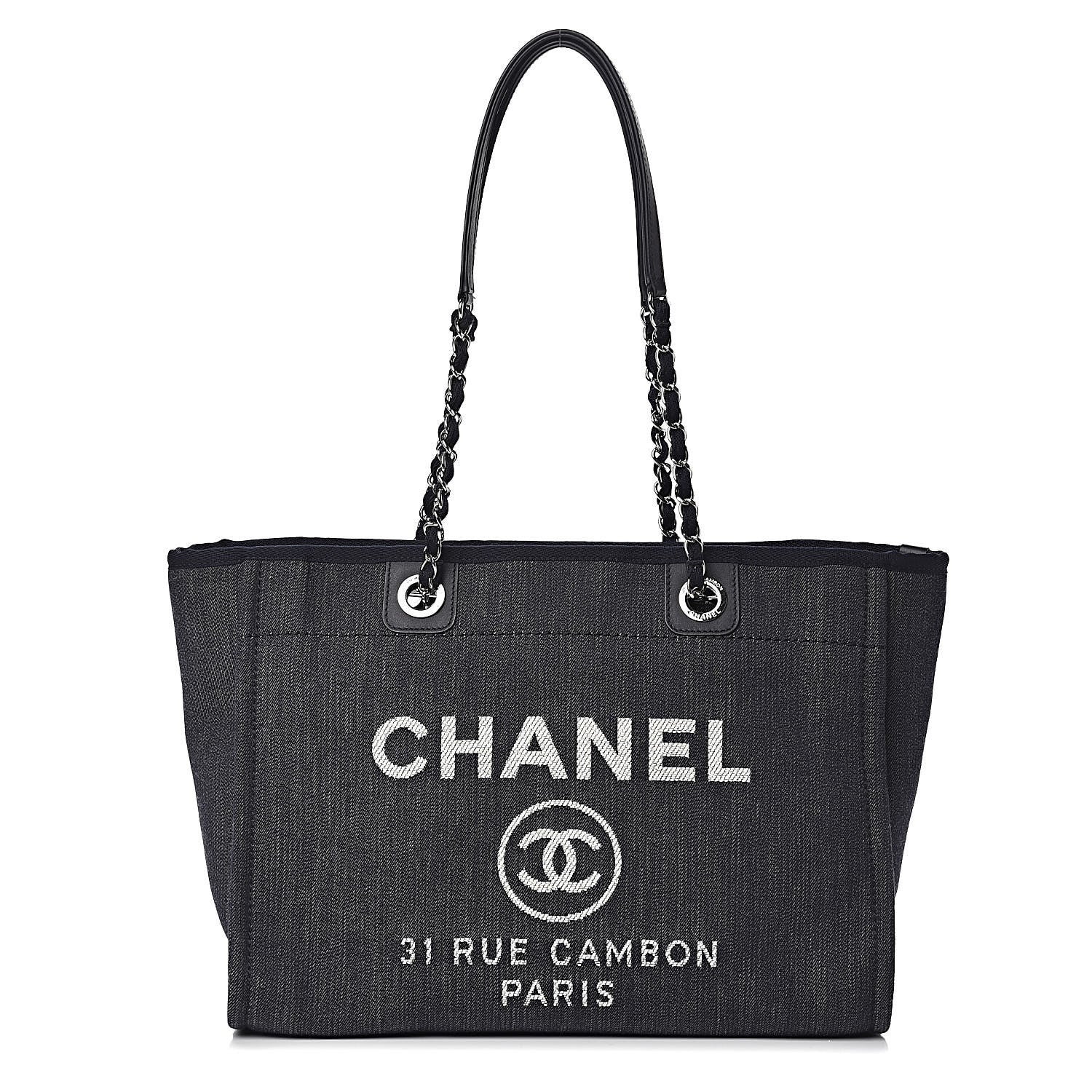 Chanel Denim Small Deauville Tote Dark Blue 1 of 11