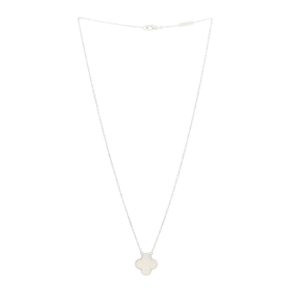 Van Cleef & Arpels 18K White Gold Mother of Pearl Vintage Alhambra Pendant Necklace 2 of 3