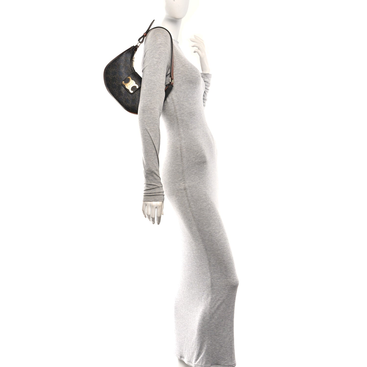 Celine Triomphe Canvas Calfskin Medium Strap Ava Triomphe Shoulder Bag Tan 2 of 11