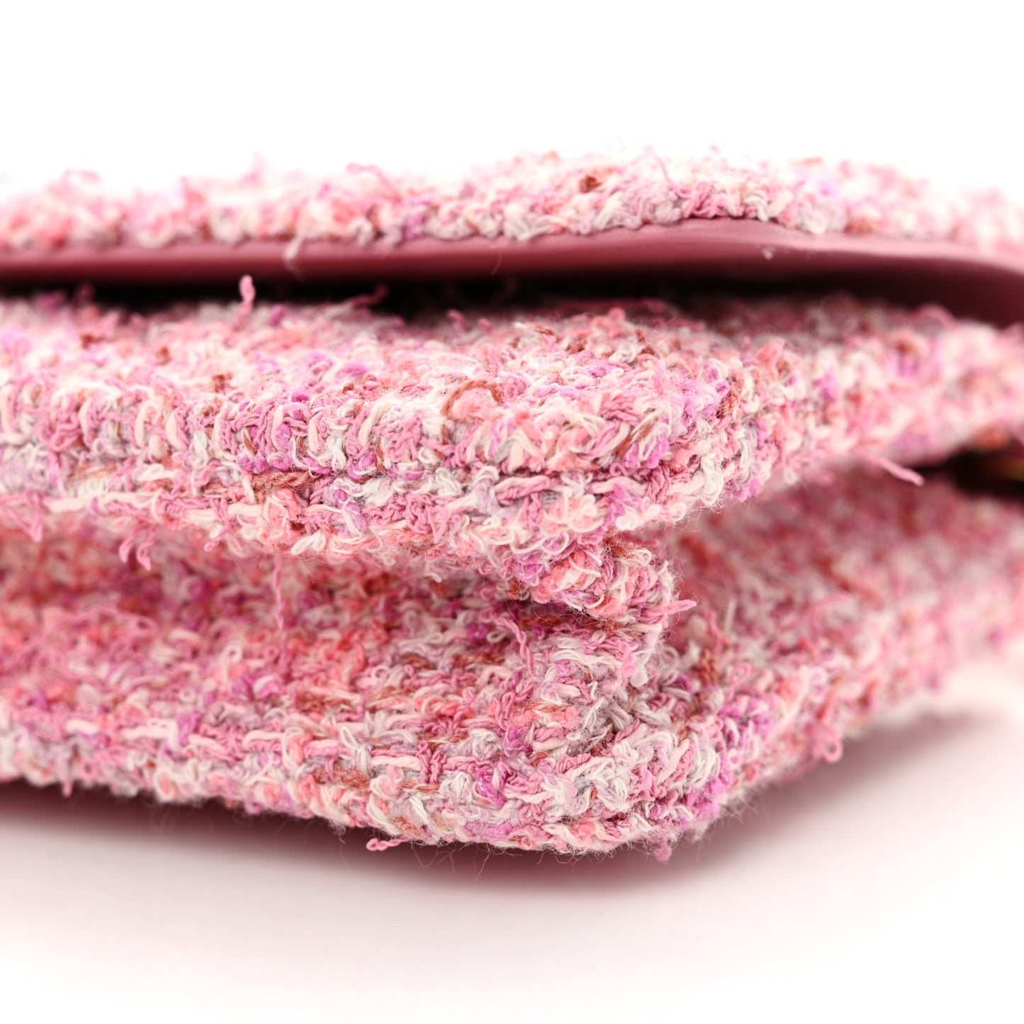 Tweed Quilted Wallet On Chain WOC Pink