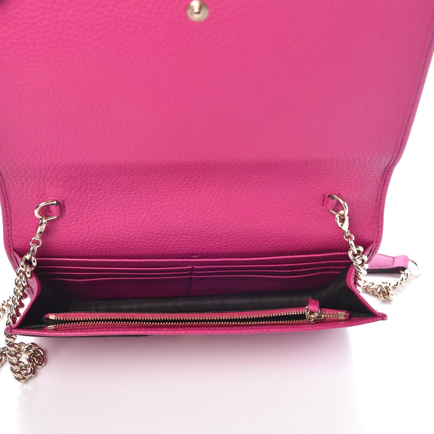 Gucci Pebbled Calfskin Soho Wallet on Chain Bright Bougainvillea 5 of 6