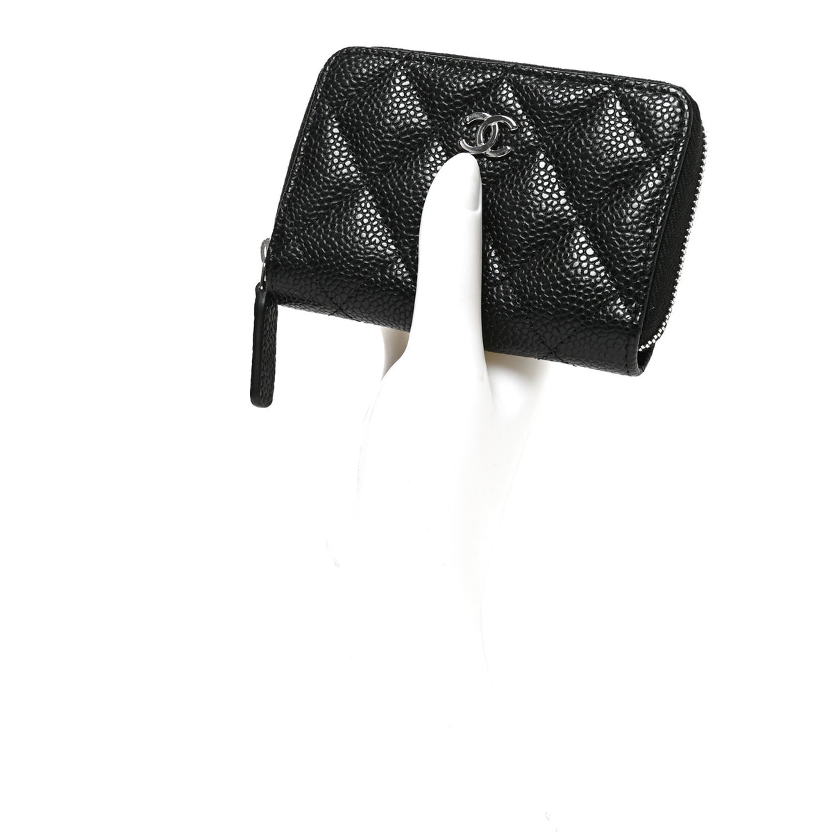 Caviar Quilted Zip Coin Purse Black