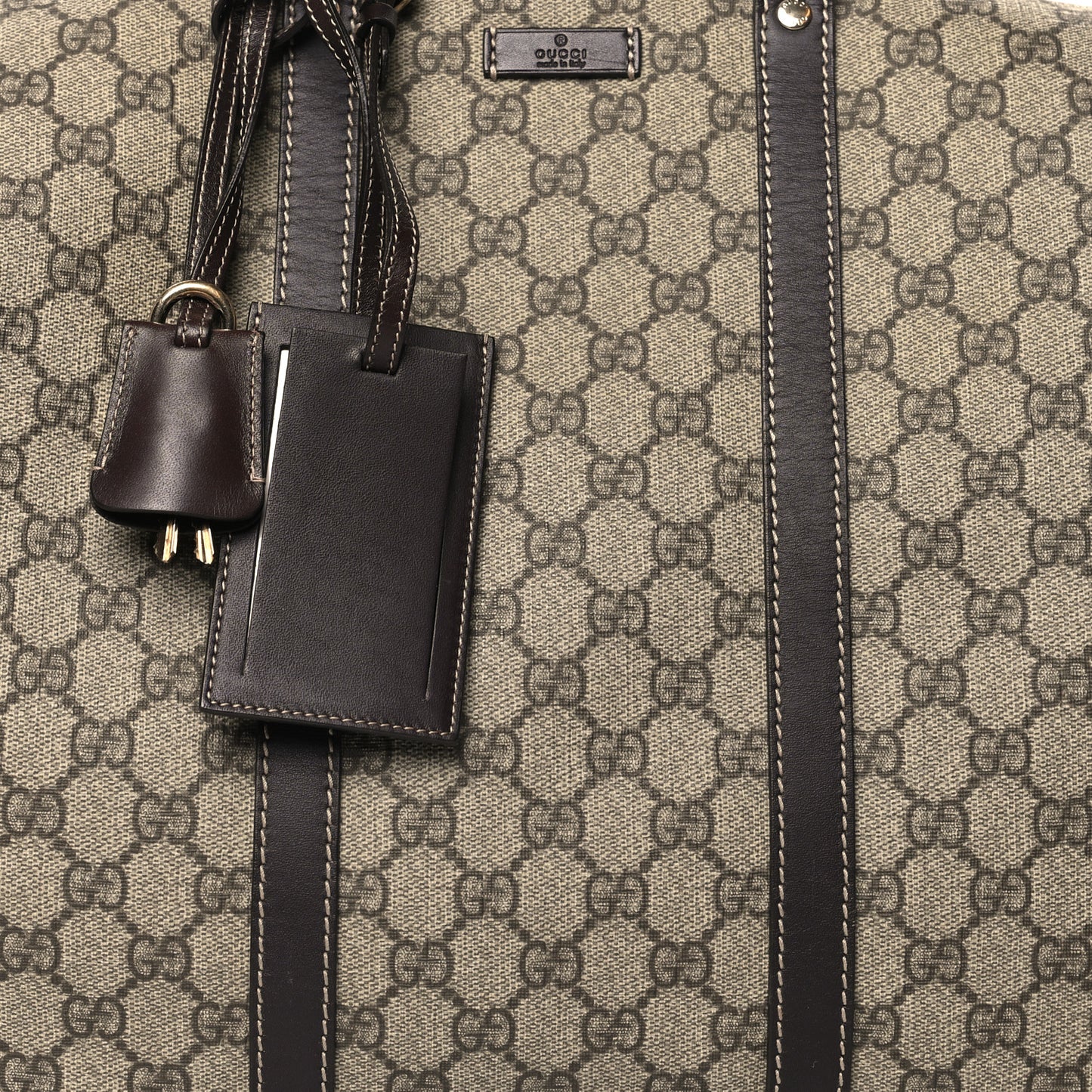 GG Plus Monogram Large Carry On Duffle Trolley Brown